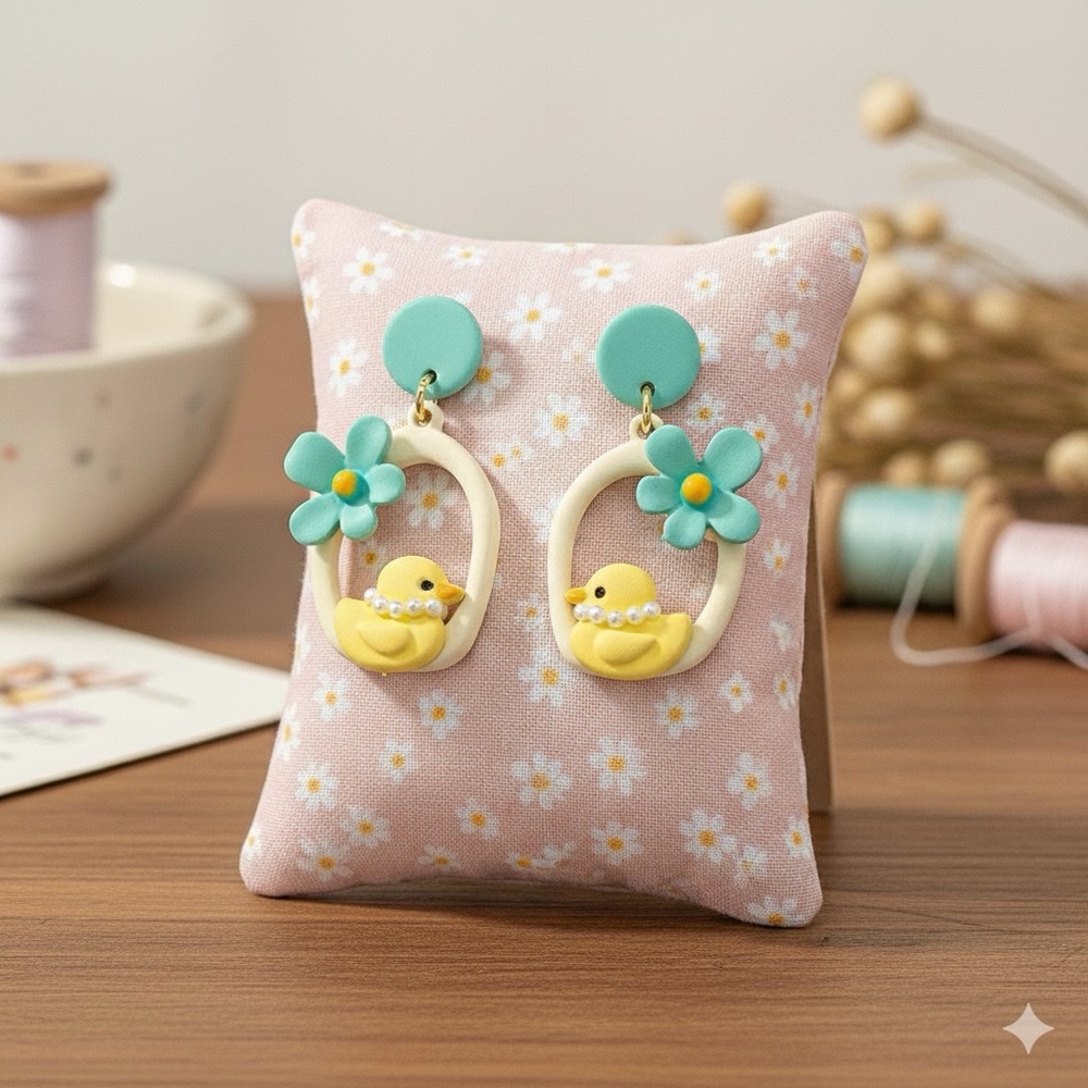 Duck and Pearl Earrings 🌼